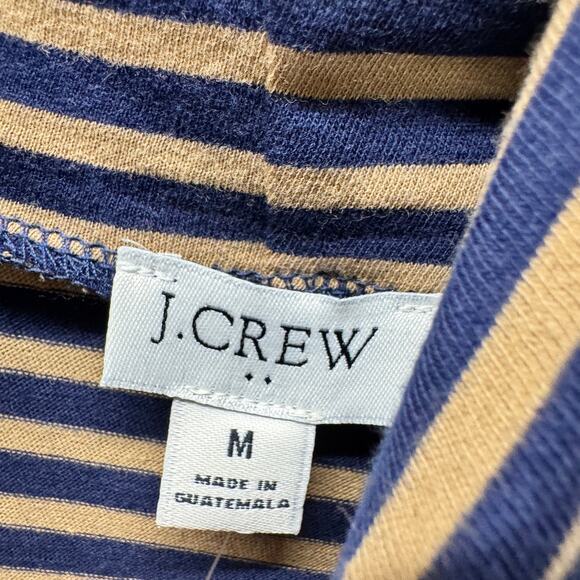 J Crew Turtleneck Womens Medium Blue Tan Striped Cotton Coastal Pullover NEW - Picture 3 of 7